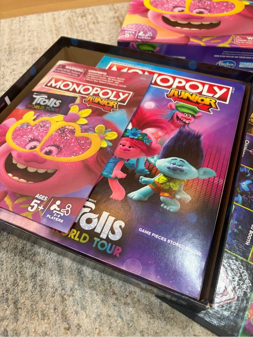 Kids Trolls Monopoly Junior Game - Pink & Yellow